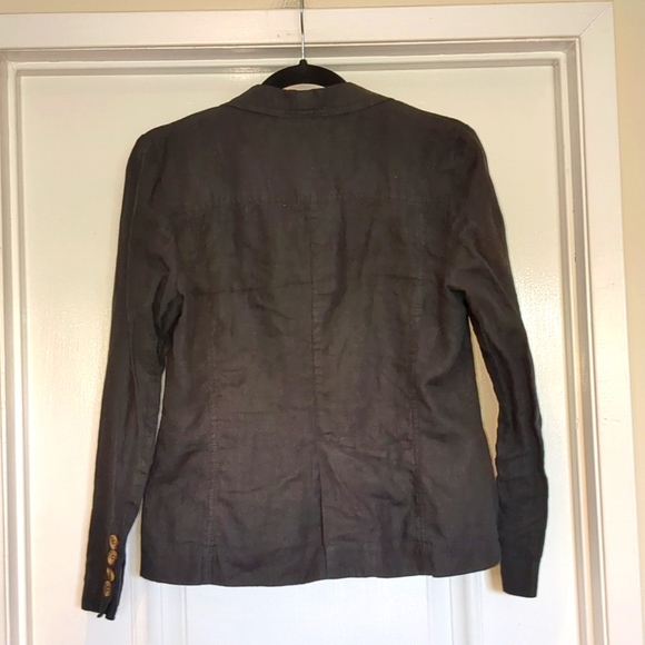St - Trop Black Linen Light Weight Utility Jacket Pockets Euro 38 - 6 - Picture 5 of 8